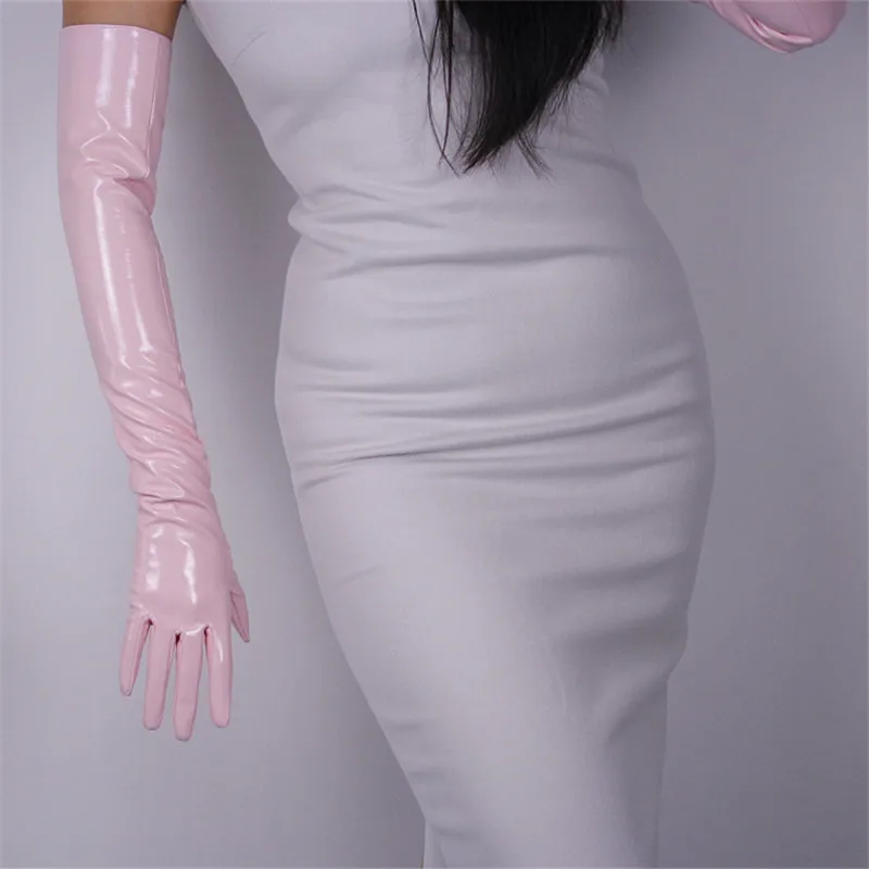 New 2019 Patent Leather Woman's Gloves Faux Genuine Leather PU Synthetic Leather Light Pink Female Mittens 50cm-13cm P43 New 2019 Patent Leather Woman's Gloves Faux Genuine Leather PU Synthetic Leather Light Pink Female Mittens 50cm-13cm P43