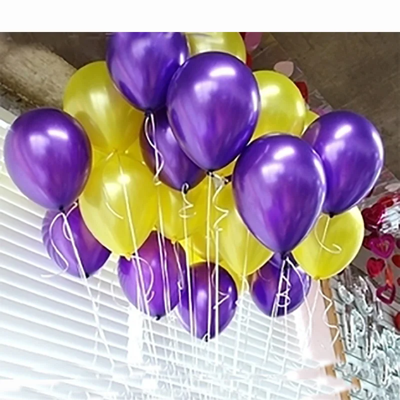 Yellow And Purple Balloons 30pieces/Lot Latex Balloon Helium Thickening