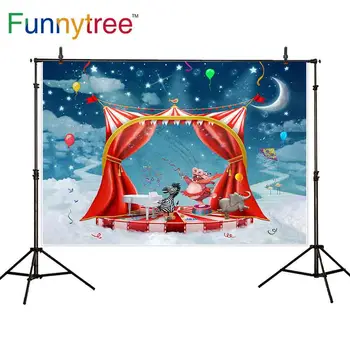 

Funnytree background for photo studio circus show sky animals cartoon moon stars balloon kids photography backdrop photobooth