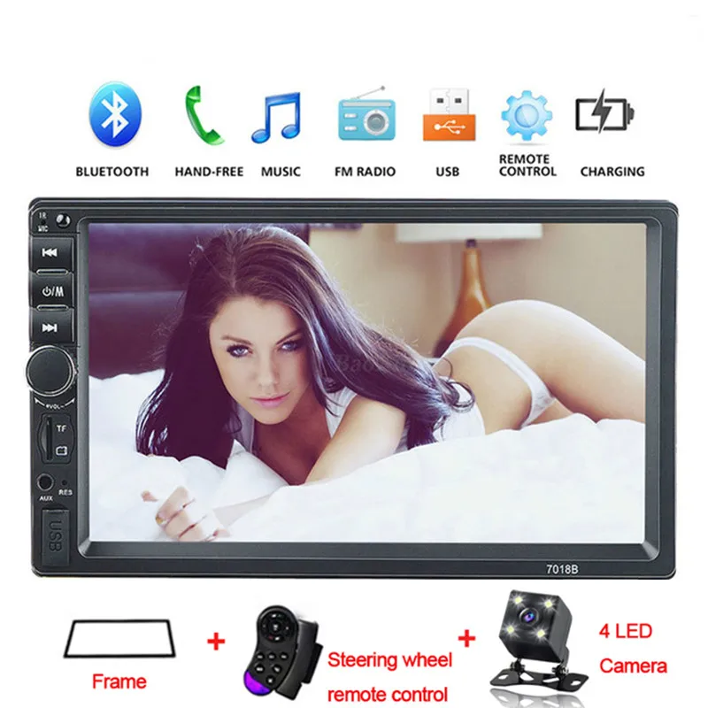 

7018b Car multimedia player Bluetooth rearview mirror MP5 touch-sensitive video playback Car radio recorder Car audio rearview