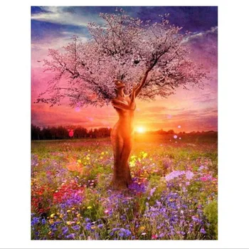 

Newest Beauty Tree Women Diy Oil Painting By Numbers Kits Wall Art Picture Home Decor Acrylic Paint On Canvas For Artwork