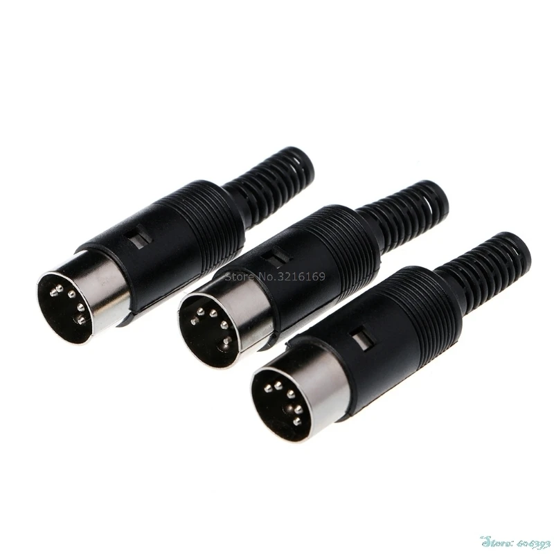 

For 3Pcs/Set DIN Male Plug Cable Connector 5 Pin with Plastic Handle Promotion