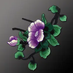 Бесплатная доставка Большой Вышивка morning glory цветок Нашивки для Костюмы Вышивание на Тип мягкие Cheongsam украшения 5 цветов