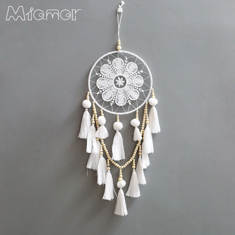 

Super Big Pure White Dreamcatcher & Wind Chimes With Pompom Wedding & Party & Bar & Cafe & Home Decoration Pendant Gift Amor093