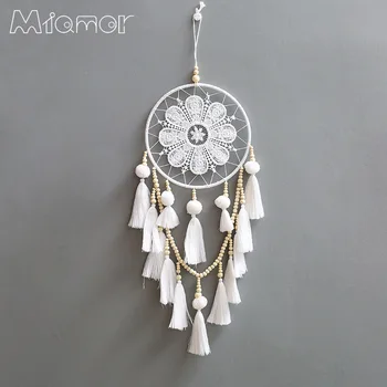 

Super Big Pure White Dreamcatcher & Wind Chimes With Pompom Wedding & Party & Bar & Cafe & Home Decoration Pendant Gift Amor093