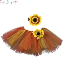 Высококачественная осенне-осенняя фатиновая юбка-пачка на Хэллоуин для девочек Оранжевые Детские юбки с повязкой на голову на День Благодарения