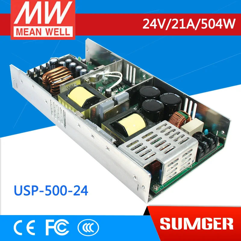 

[Free shipping] MEAN WELL USP-500-24 2Pcs 24V 21A meanwell USP-500 24V 408W Single Output with PFC Function Power Supply