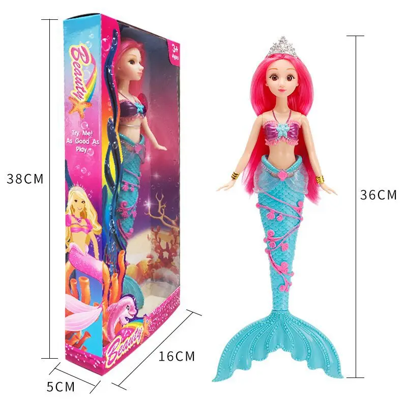 

Original Brand Colorful Water Spray Mermaid Doll 36cm Princess Dolls for Girls Toys Best Children Gift With Color Box