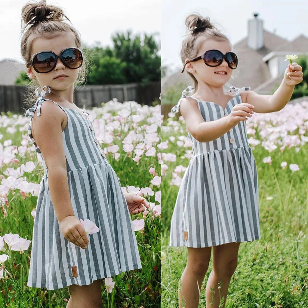 

Yangmaile New Fashion Toddler Kids Baby Girls Straps Striped Dress Princess Casual SunDress Summer Wholesale Free Ship Z4
