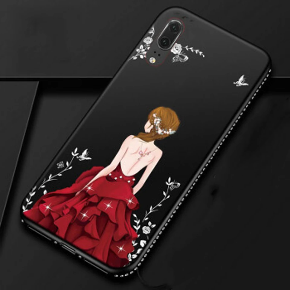 Свадебное платье Алмазный Бампер блестящий чехол для Huawei P20 Shining Mate 20 Pro 10 9 Lite Honor 8