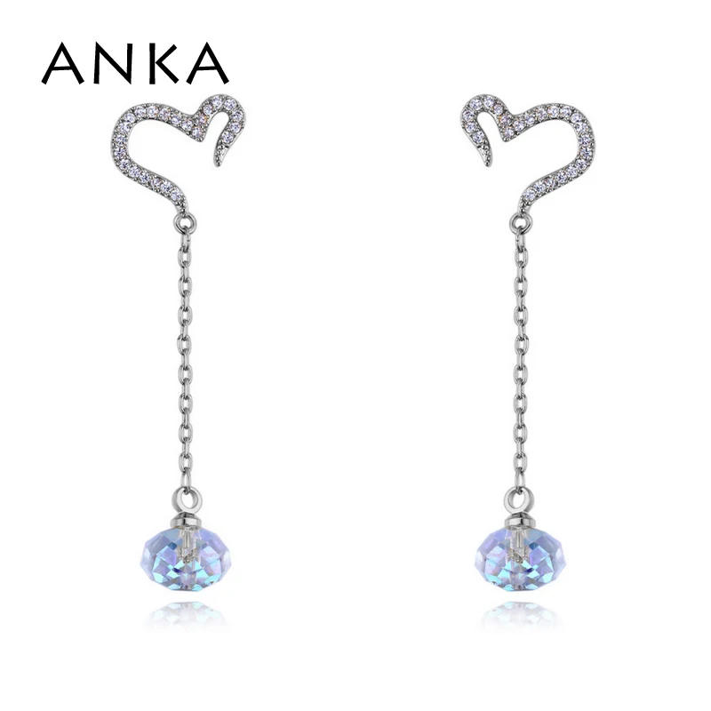 

ANKA brand 2017 luxury zircon drop long earring for women heart shaped gold color geometric earings fashion jewelry gift #26176