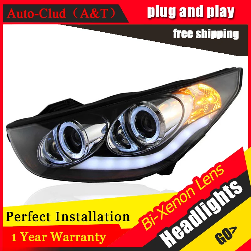 Auto Clud Car Styling for Angel Eye LED Headlight Hyundai IX35 Headlights DRL Lens Double Beam