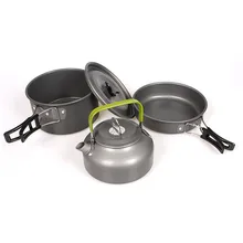 3 pcs Outdoor Tableware Set Kettle Pan Pot Camping Cutlery For Riding Travel Picnic Hiking Fishing Camping Cookware Cooking Set