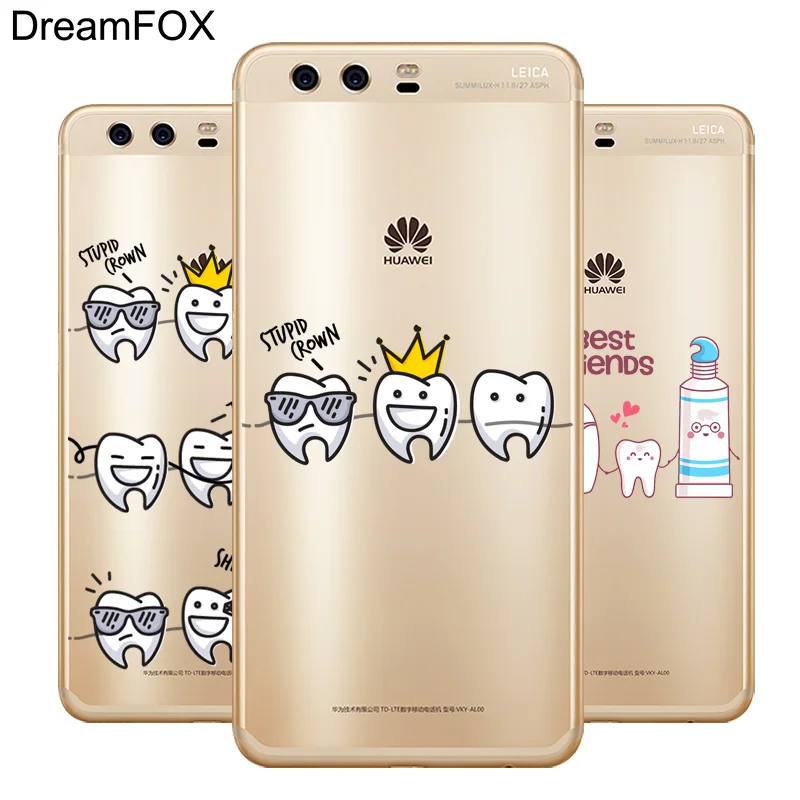 DREAMFOX L508 Мягкий силиконовый чехол из ТПУ с мультяшными зубами для huawei P8 P9 P10 Lite Plus