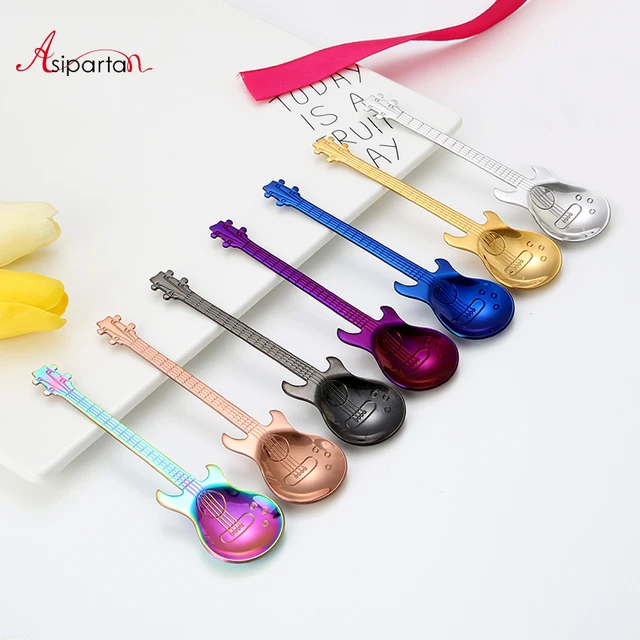 Cheap Asipartan Creative Guitar Shape Spoons Rainbow Stainless Steel Coffee Stirring Scoops For Dessert Tea Ice Cream Kitchen Bar Cafe Cheap Asipartan Creative Guitar Shape Spoons Rainbow Stainless Steel Coffee Stirring Scoops For Dessert Tea Ice Cream Kitchen Bar Cafe