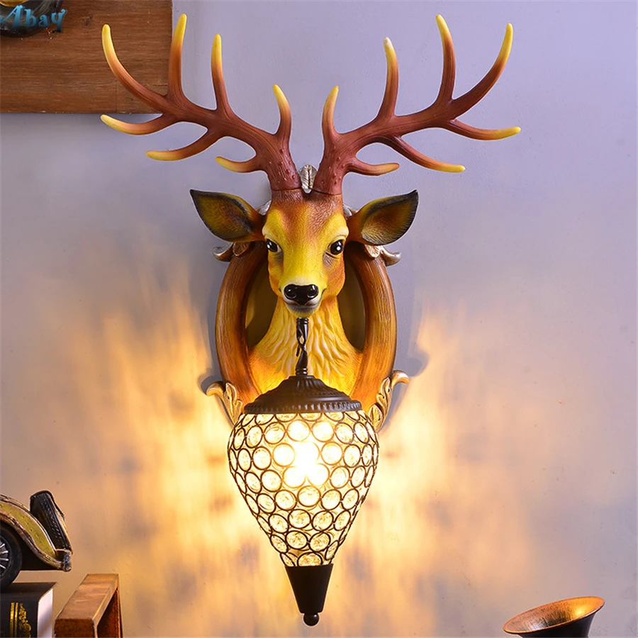 Скандинавские Аутентичные лося настенный светильник смолы животных освещение в помещении промышленный Декор применим к гостиной детской