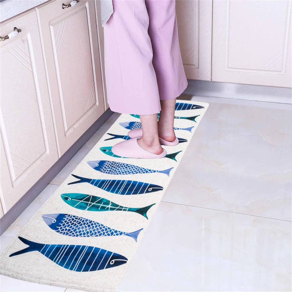 Anti slip Kitchen Floor Mat Anti Fatigue Long Bath Rug Runner Cat Fish