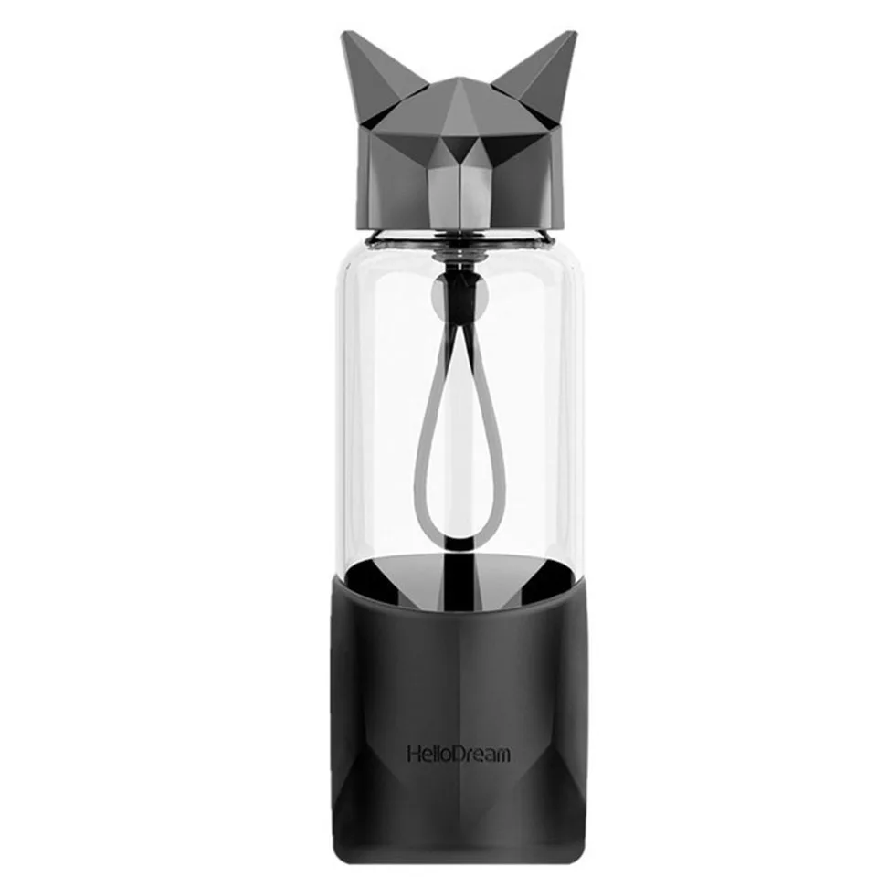 Transhome креативная стеклянная бутылка для воды без бисфенола портативная Спортивная бутылка для воды для улицы стеклянные бутылки для питья посуда для воды - Цвет: Black