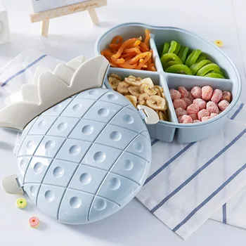 

SDFC-Snacks storage box Pineapple shape With cover four grid fruit plate Candy fruit Organizer Home Accessories Supplies Produ