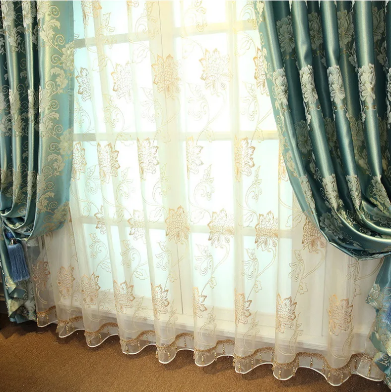 Роскошные шторы комплект жаккардовые тюль для гостиная ткань плотные спальня декоративный Текстиль для дома