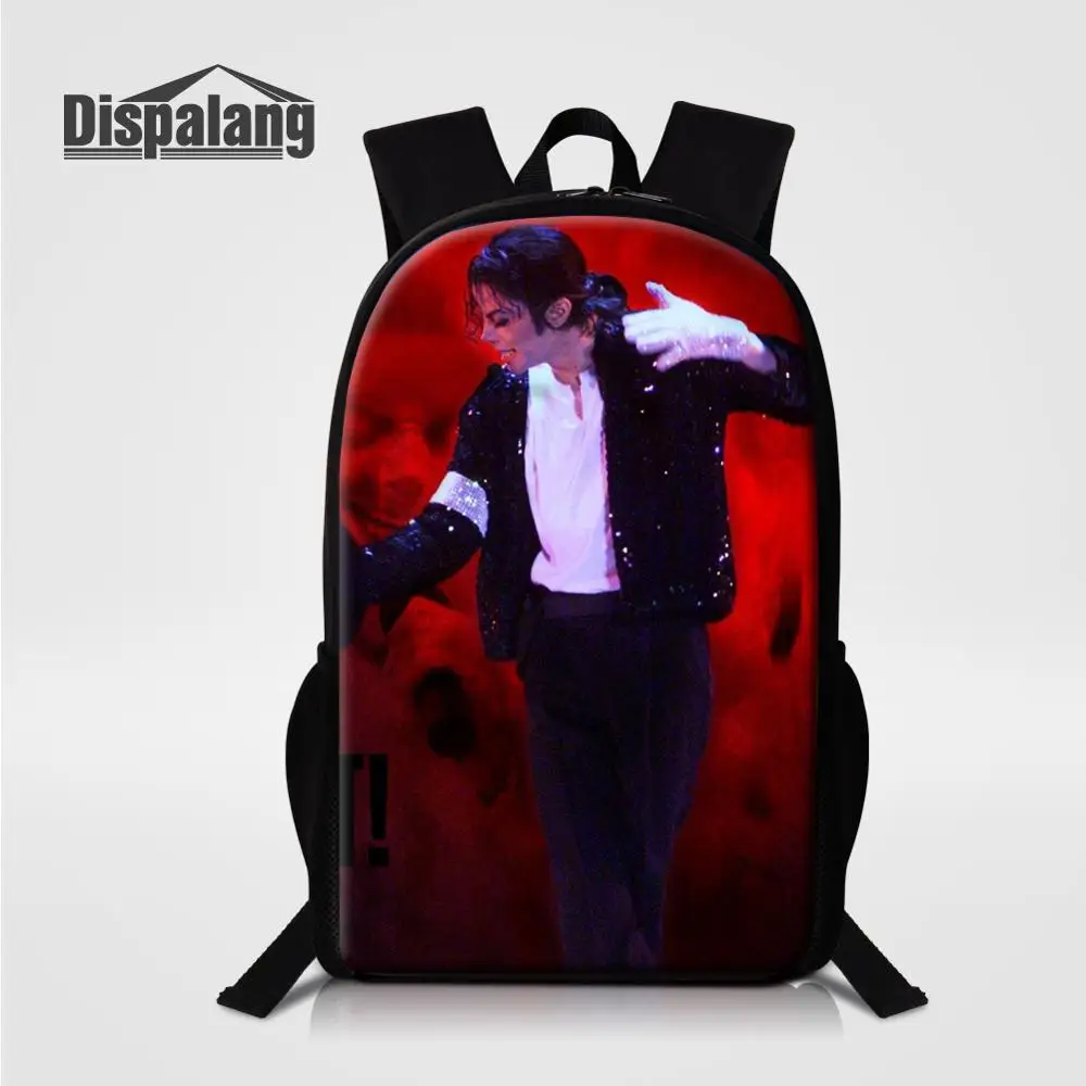 Dispalang Прохладный Super Star Майкл Джексон печатает детей школьные рюкзаки 16 дюйма основной студент Bookbag Для женщин школьные сумки - Цвет: Темно-серый