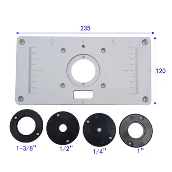 

235x120x8mm Aluminum Alloy Router Silver Plate With 4 Rings Woodworking Tools