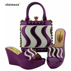Новинка 40% г.; скидка; Новое поступление; итальянская женская обувь в итальянском стиле; подходящая сумка; фиолетовая и Белая обувь на