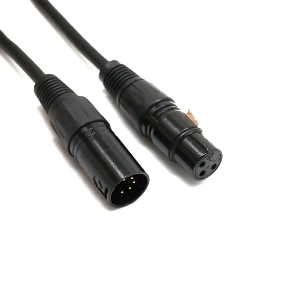 5-Pin Male to 3-Pin Female XLR Turnaround DMX Adapter Connector Cable DIY