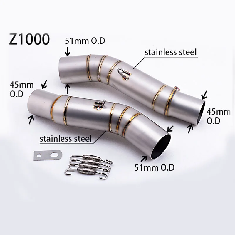 

Motorcycle Modified Exhaust Middle Pipe Muffler For Z1000 2010-2014 z1000 link pipe stainless steel fit for 51mm muffler