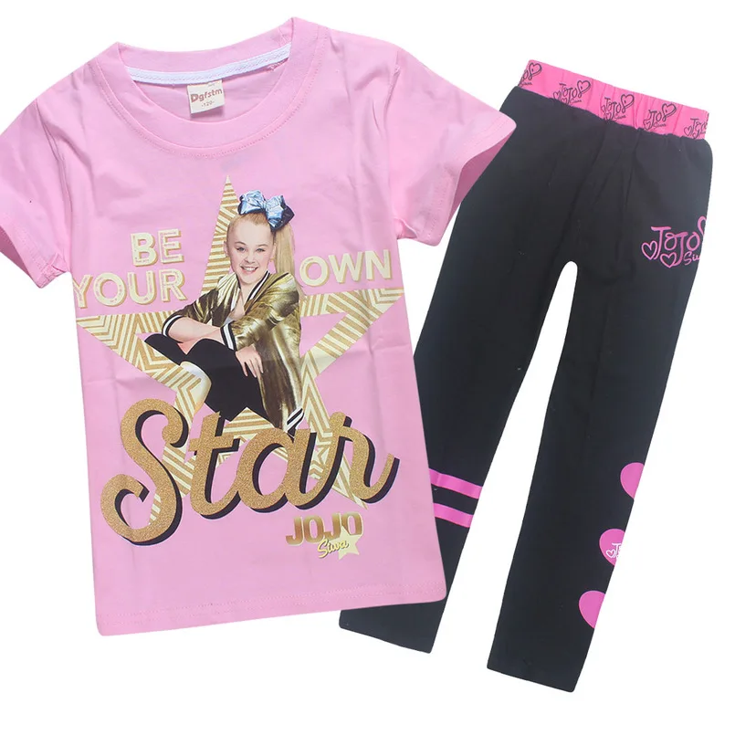 

New 2018 Jojo Siwa Baby girl's clothing sets t shirt +pants casual tracksuits kids sports clothes summer wear hot girls outfits