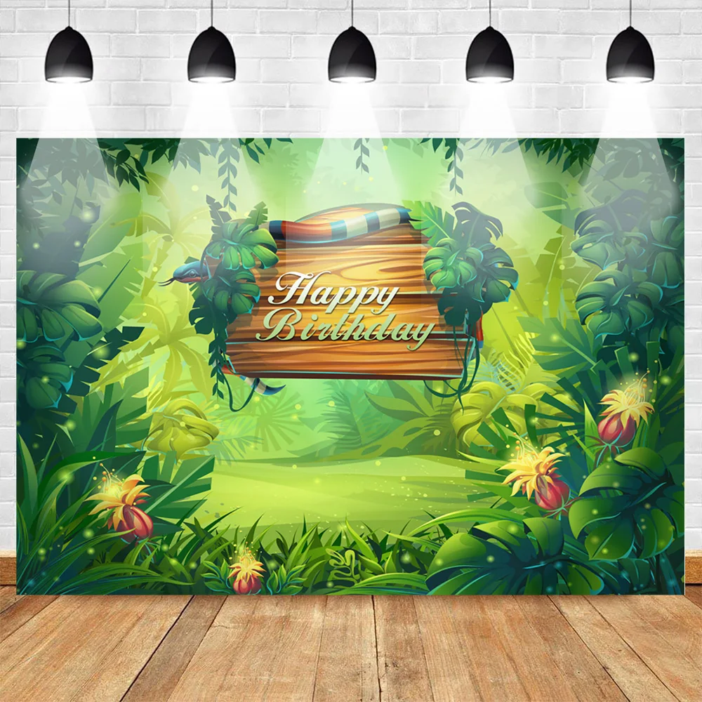 MOCSICKA Green Birthday Party Background for Children Flower Leaves Mysterious Forest Backdrop Firefly Supplies Props Studio | Электроника