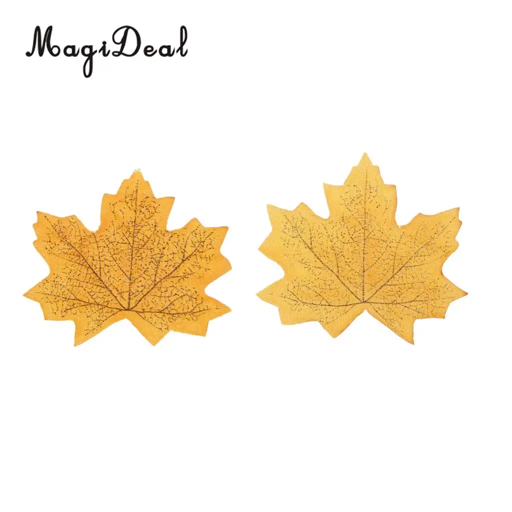 MagiDeal 200 Piece Artificial Maple Leaf Autumn Leaves Stage Props Decor 100x Yellow and 100x Wine Red