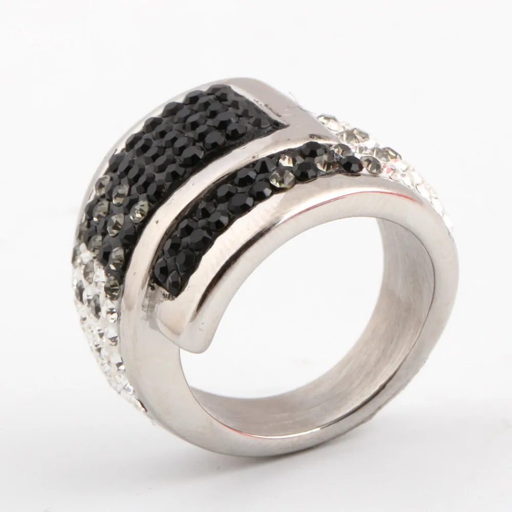 316L Stainless steel Gradual change Crystal Jewelry Wedding Rings for women