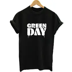 Унисекс Стиль футболка Для женщин Harajuku зеленый день плюс Размеры K-поп-рок женские футболки