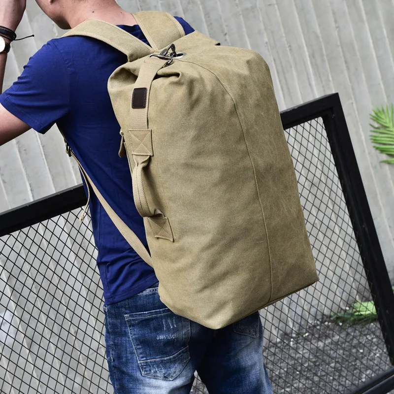 

2018 men's canvas backpack large capacity student school bags mountaineering backpack casual rucksack travel daypack