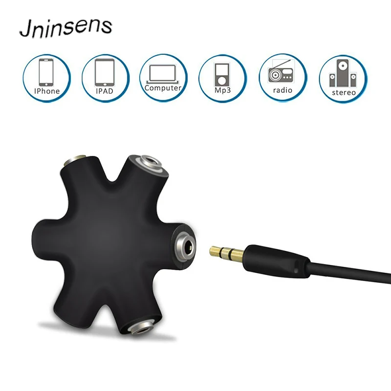 

3.5mm Hexagon Shape Earphone Adapter Male To Female Audio Output Share Distributor Headphone Splitter Extension Line Splitter