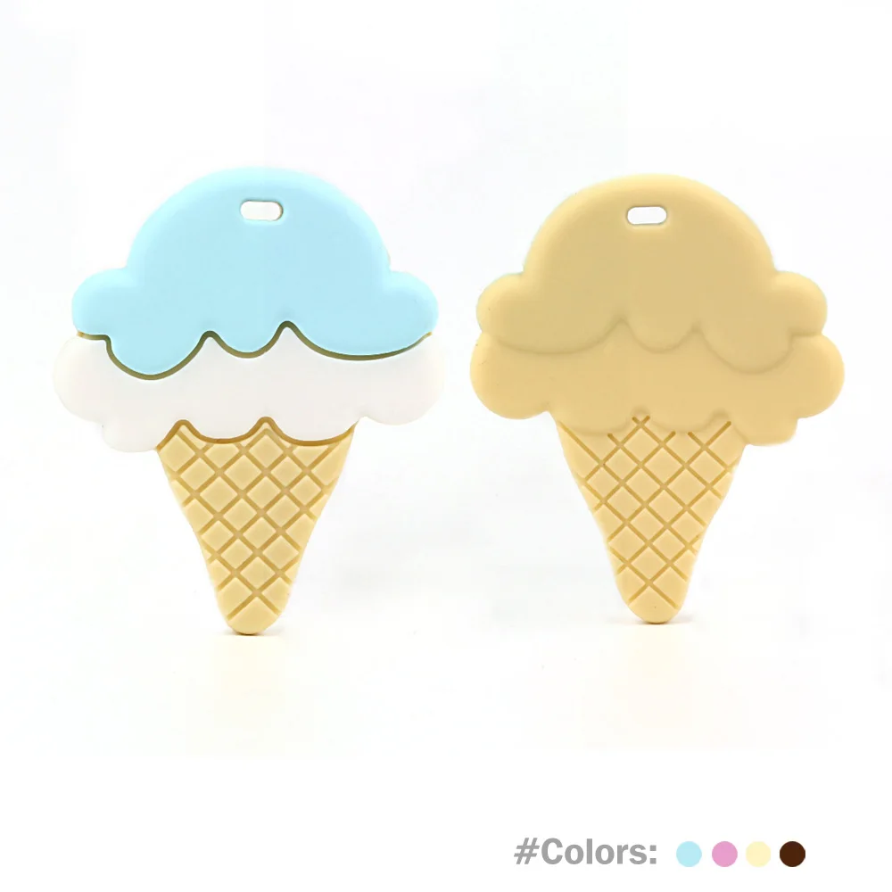 

TYRY.HU BPA Free 1Pc Ice Cream Shaped Silicone Teethers Baby Teething Oral Care Teether Beads Baby Girl DIY Jewelry Pendant Toy