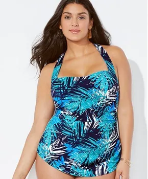 

Plus Size One Piece Swimsuit Women Printed Vintage Bathing Suit Women Push Up Swimwear High Waist Monokini Bandage Swimming Suit