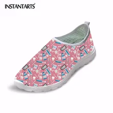 INSTANTARTS мультфильм стоматологическое оборудование узор Розовый Для женщин на плоской подошве Повседневное летние, воздушные, сетчатые кроссовки; женская обувь без шнуровки