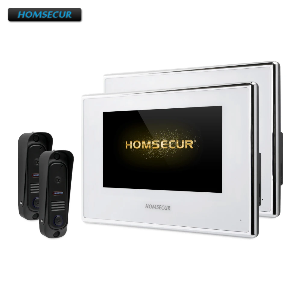 HOMSECUR 7\ Wired Video&Audio Home Intercom with 1.3MP Black Camera 110 Degree for House/Flat BC041HD-B+BM718HD-W