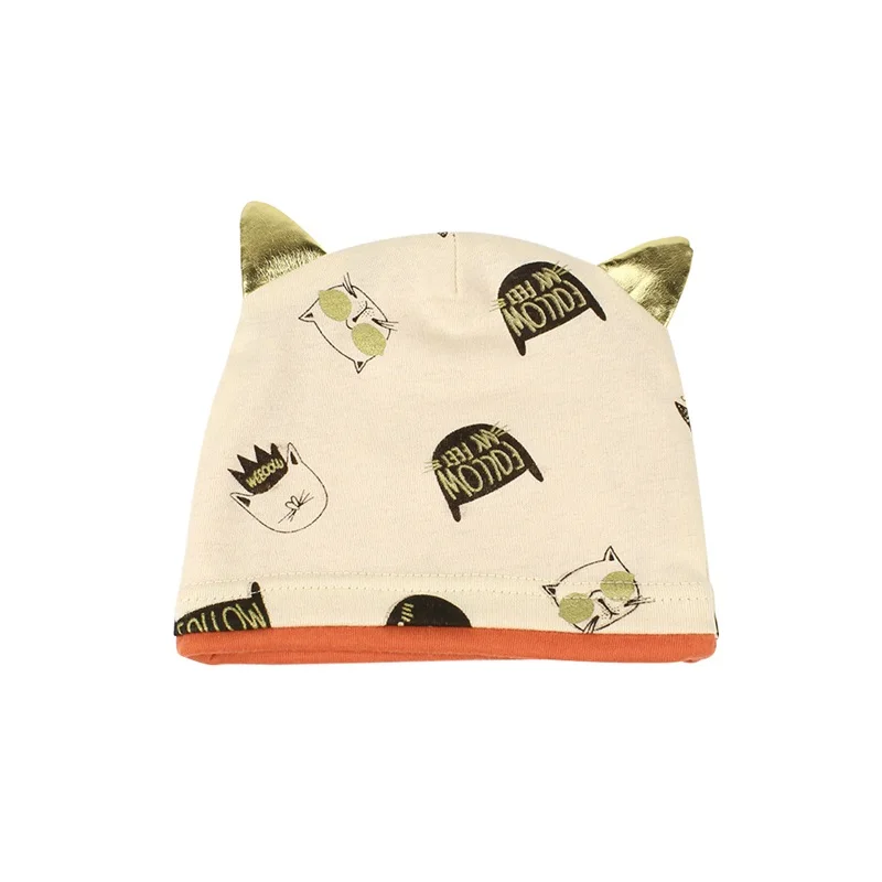 Cat Cartoon Baby Hat With Ears Cotton Soft Infant Beanie Spring Cute Print Baby Hat For Girls New Toddler Hat Baby Boys Clothing (6)