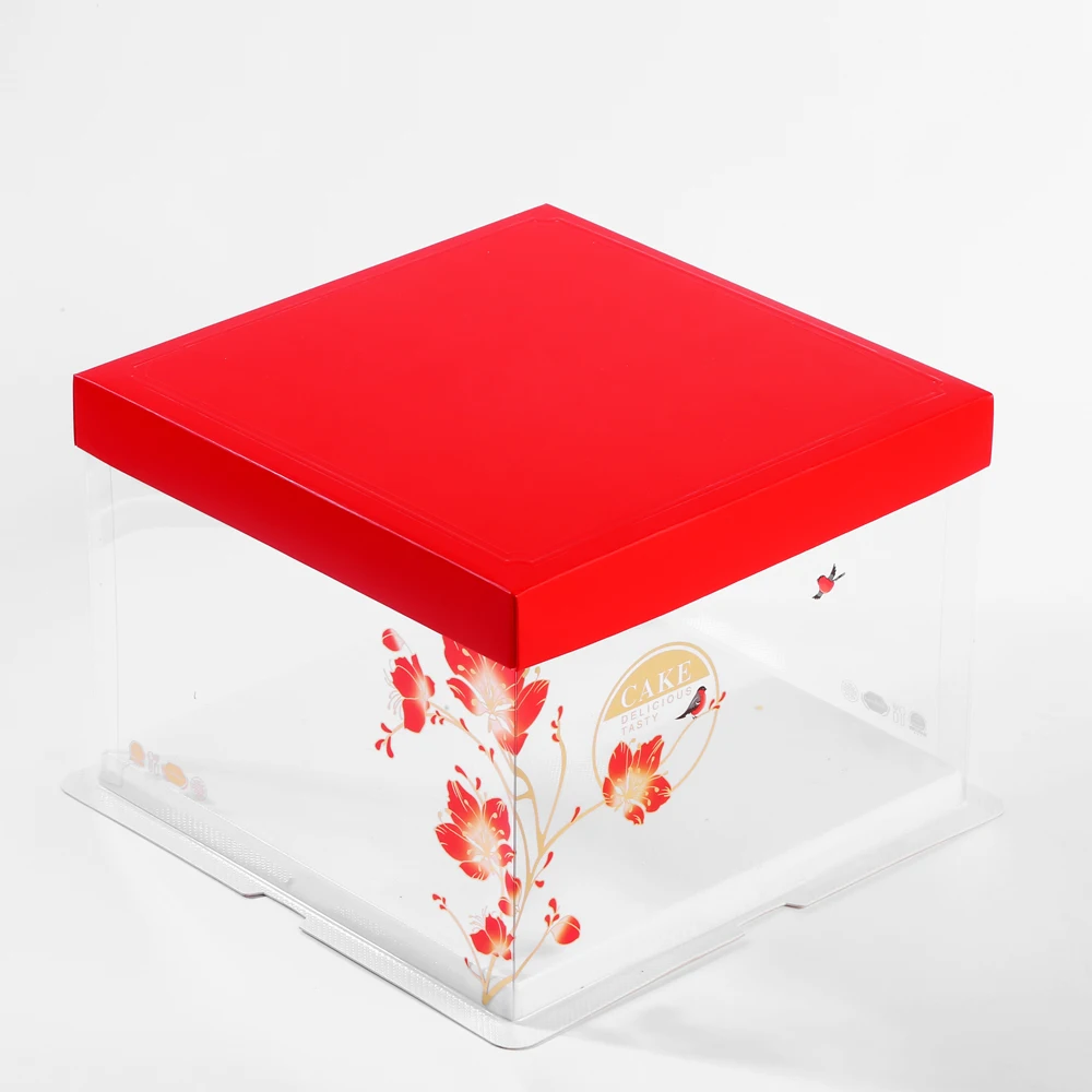 

High Quality 7-14inch 12 Sizes Transparent Clear Cake Box Flower Gift Box New Patterns Transparent With Good Patterns Cake Box