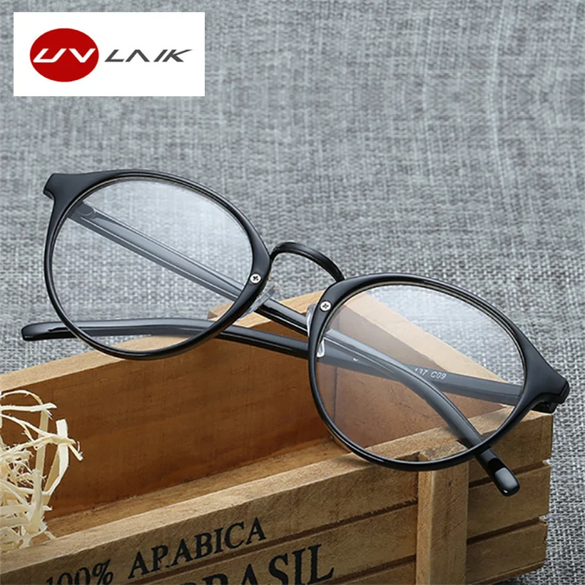 

UVLAIK Fashion Optical Glasses Frame Glasses With Clear Glass Men Women Brand Round Clear Transparent Women's Glasses Frames