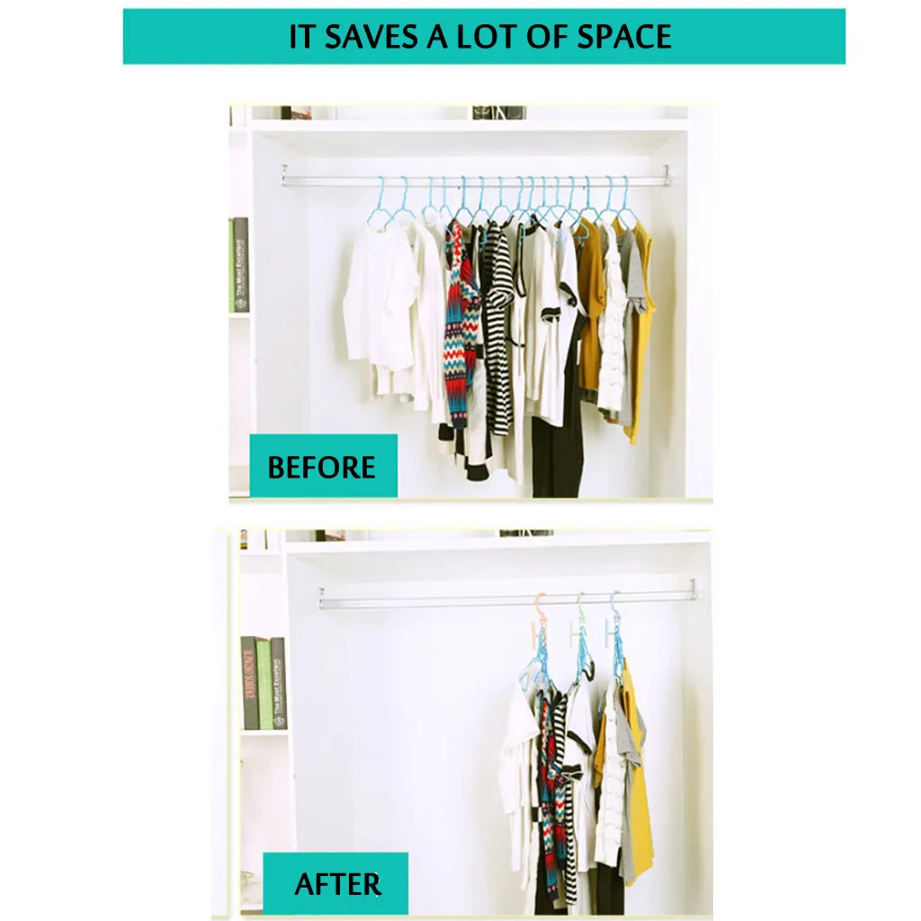5 отверстий Space Saver Чудо волшебный крючок Вешалка Органайзер для шкафа