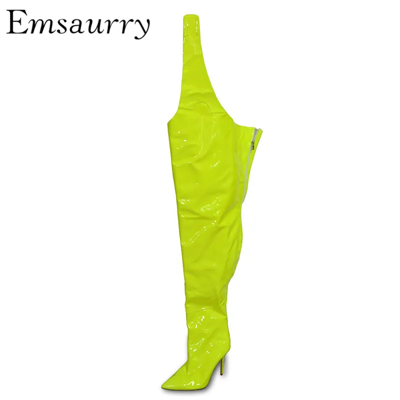 

Fashion Super Long Pants Boots Candy Color Sexy Over The Knee Boots Pointed Toe Thigh High Boots High Heel Boots Women