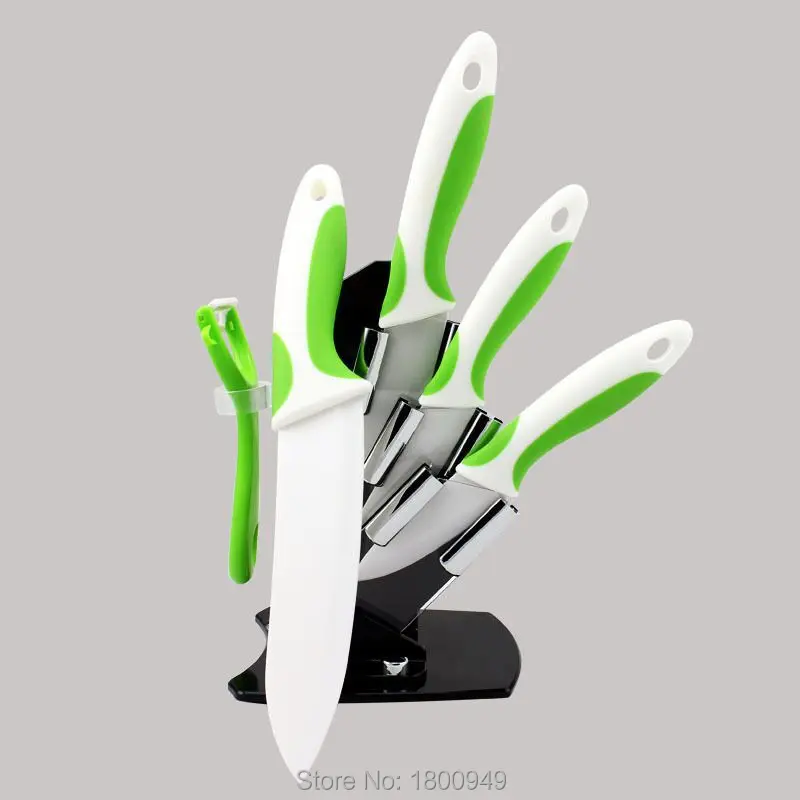 Free Shipping Colorful Handle ceramic kitchen knives + Peeler set