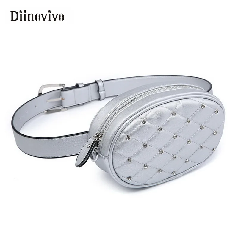 DIINOVIVO أزياء العلامة التجارية مصمم النساء الخصر حقيبة اليد شحن أكياس سيدة الحقيبة حزام الخصر حزمة الكتف محفظة أسود المخملية WHDV0407