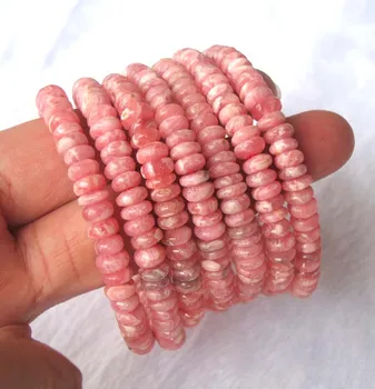 

Natural Rhodochrosite Rondelle Beads Stretch Bracelet Women Jewelry Accessories Weddings Parties Birthday Gift