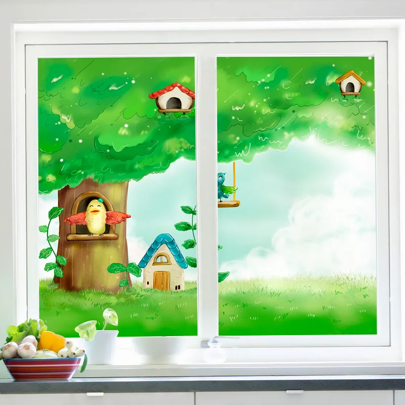 

Customized Static Cling Stained Glass Window Film Frosted Opaque & Privacy Home Decor Digital print Removable BLT206 Warm Spring