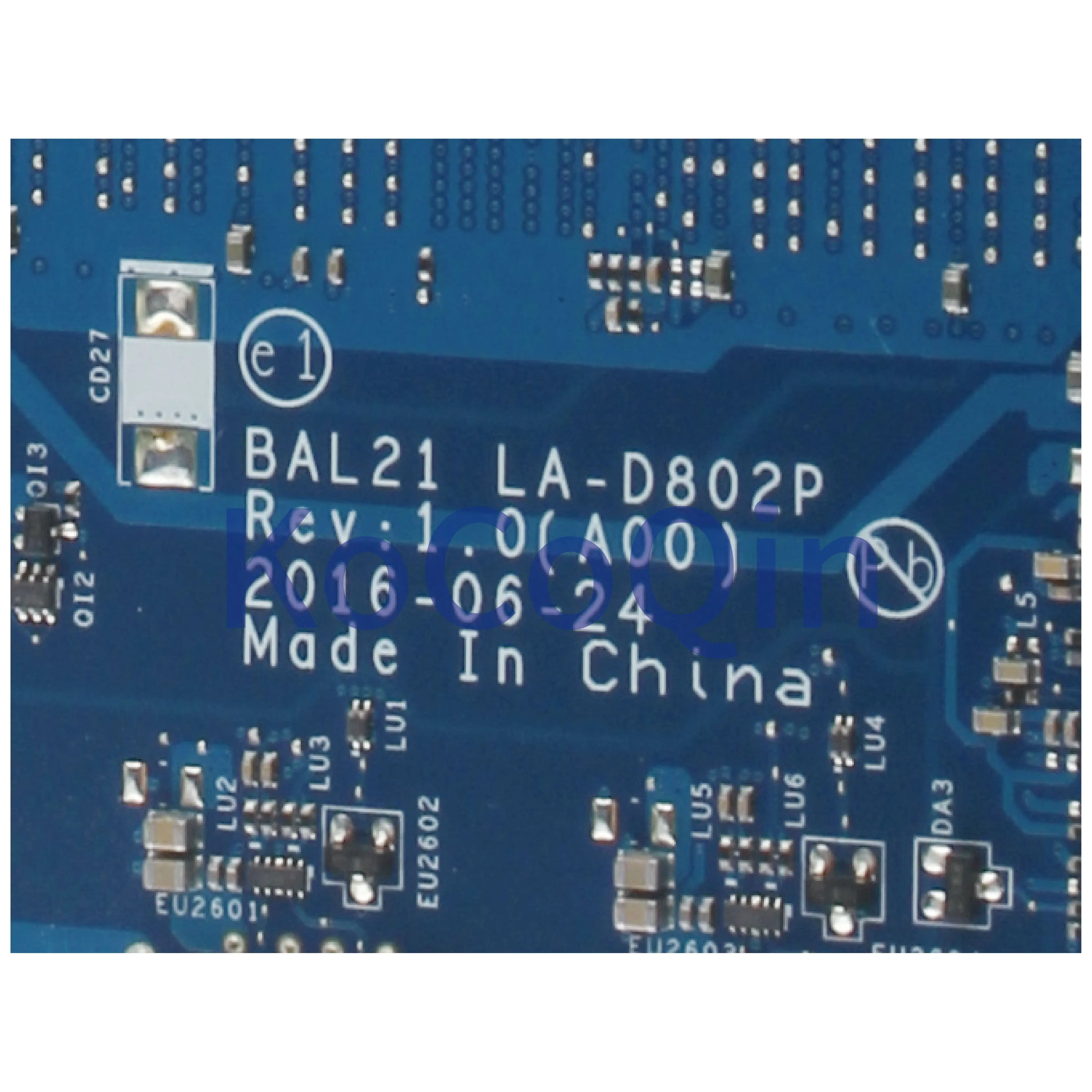  KoCoQin Laptop motherboard For DELL Inspiron 5567 5767 P66F Core I3-7100U Mainboard BAL21 LA-D802P 